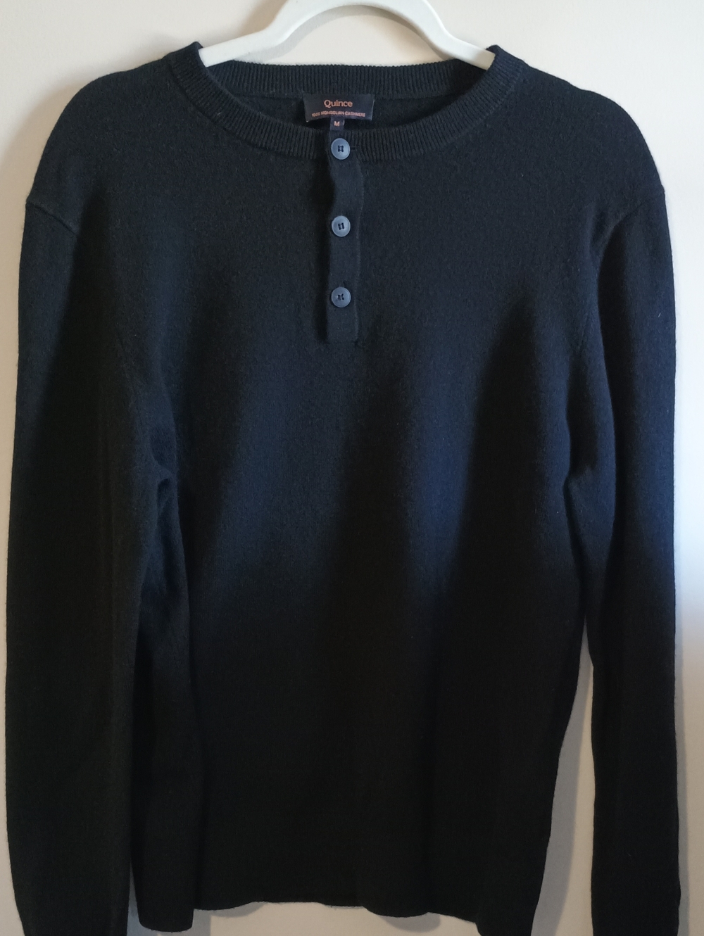 Quince Men's Black Mongolian Cashmere Henley Sweater NWOT